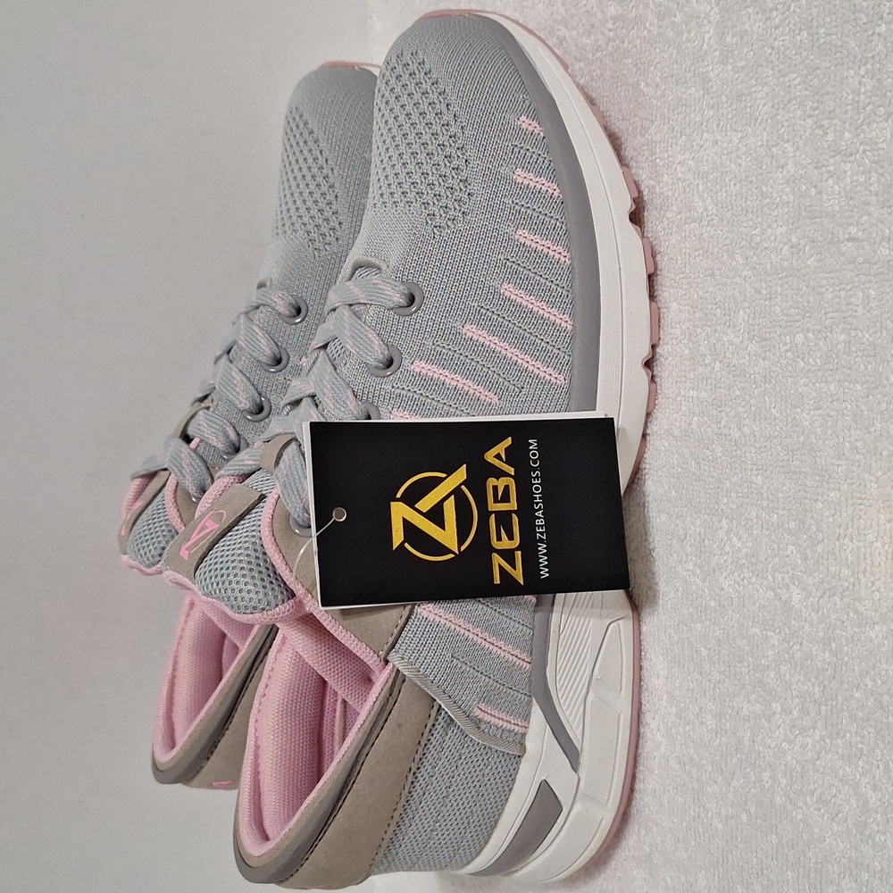 NEW Zeba Rose Grey Narrow Knit Hands-Free Comfort Sneakers Women's Size 10 N